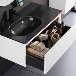 Set dulap cu lavoar Orka Lisbon 90 (White Matt/Black) Thumb