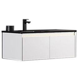 Набор тумбы с раковиной Orka Lisbon 90 (White Matt/Black)