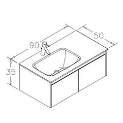Set dulap cu lavoar Orka Lisbon 90 (White Matt/Black) Thumb