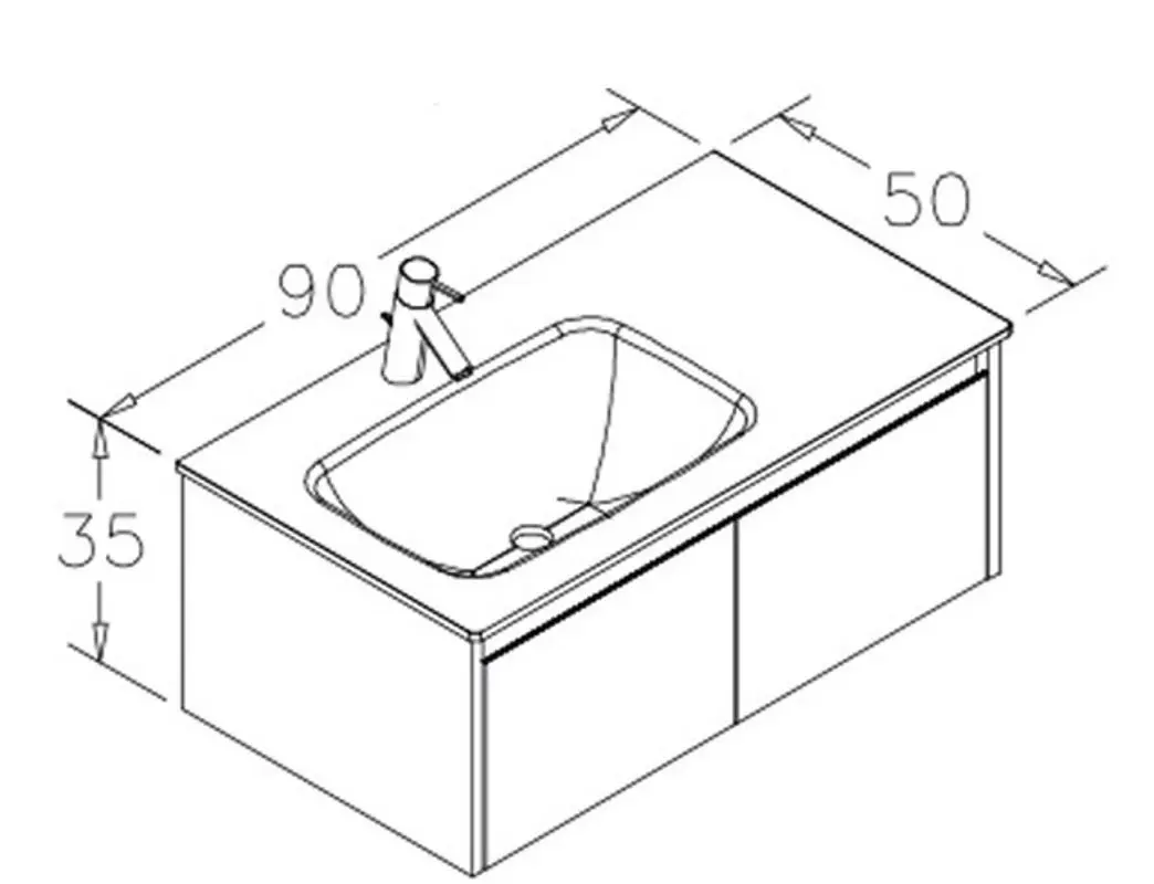 Set dulap cu lavoar Orka Lisbon 90 (White Matt/Black)