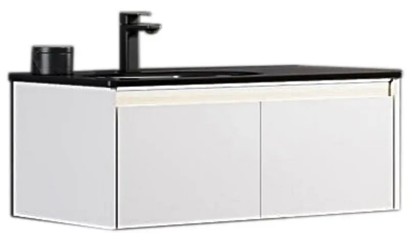 Set dulap cu lavoar Orka Lisbon 90 (White Matt/Black)