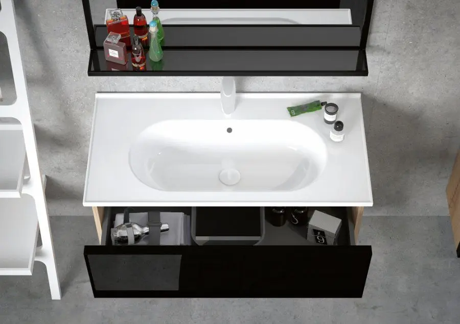 Set dulap cu lavoar Orka Lucca 80 (Legnano/Black Glass) - 3