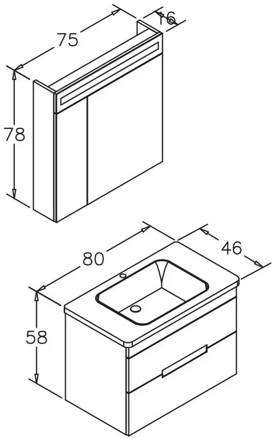Набор тумбы с раковиной Orka Varna 80 (White/Matt)