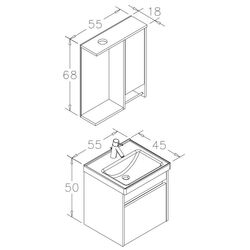 Dulap sub lavoar Orka Aydos 55 (Retro Silver/White) Thumb