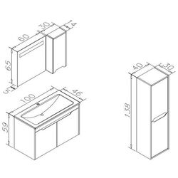 Dulap sub lavoar Orka Lago 100 (Coffee Stone/Anthracite) Thumb