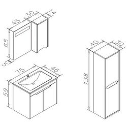 Dulap sub lavoar Orka Lago 75 (Coffee Stone/Anthracite) Thumb