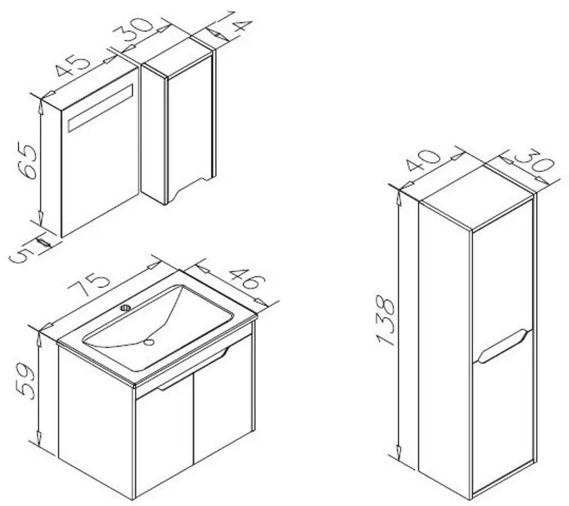 Dulap sub lavoar Orka Lago 75 (Coffee Stone/Anthracite)