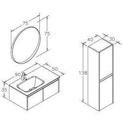 Шкаф под умывальник Orka Lisbon 90 (Matt Anthracite) Thumb