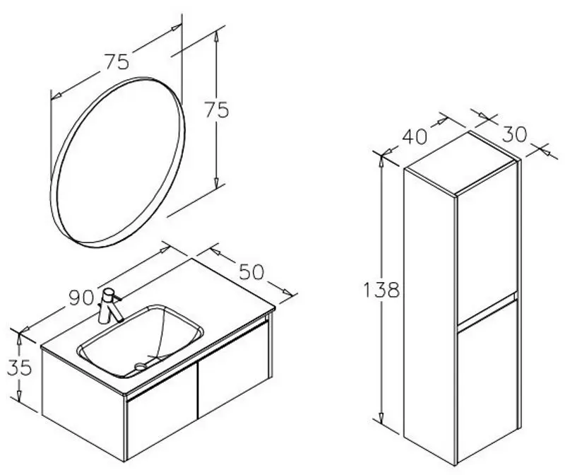 Шкаф под умывальник Orka Lisbon 90 (Matt Anthracite)
