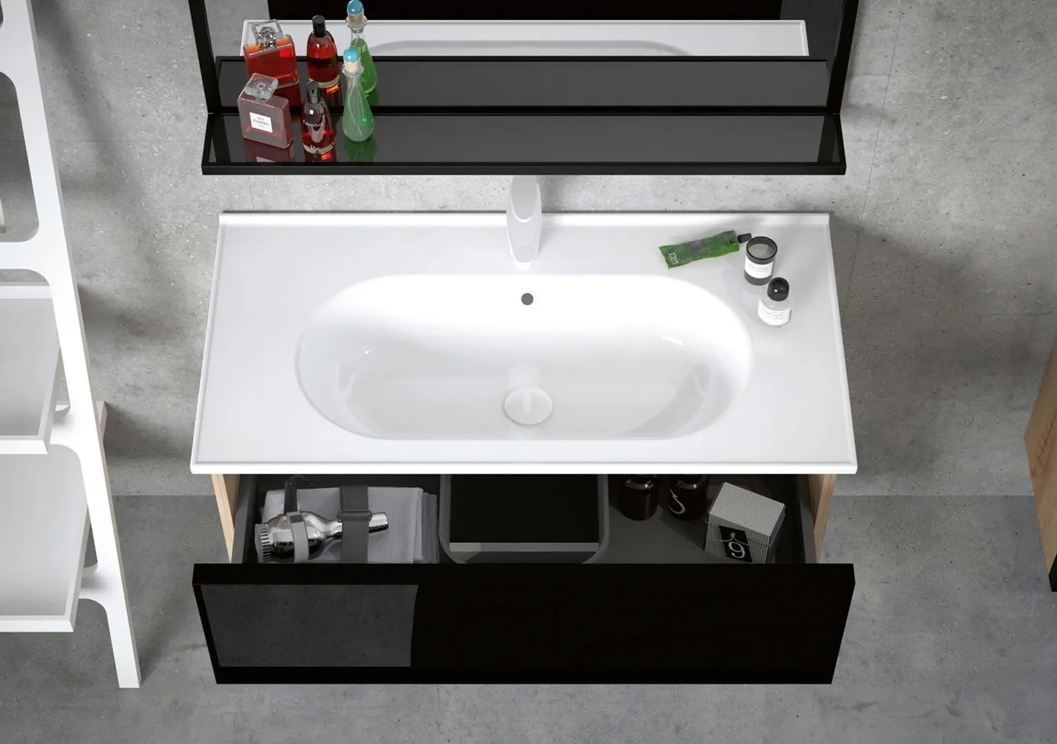 Dulap sub lavoar Orka Lucca 100 (Legnano Blackglass) - 2