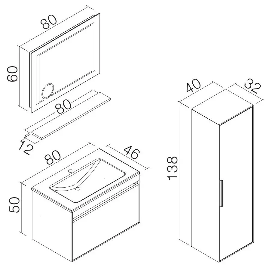 Dulap sub lavoar Orka Patara 80 (Legnano)