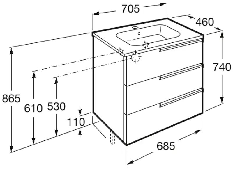 Набор тумбы с раковиной Roca Victoria-N Unik 70 3 (White) - 3
