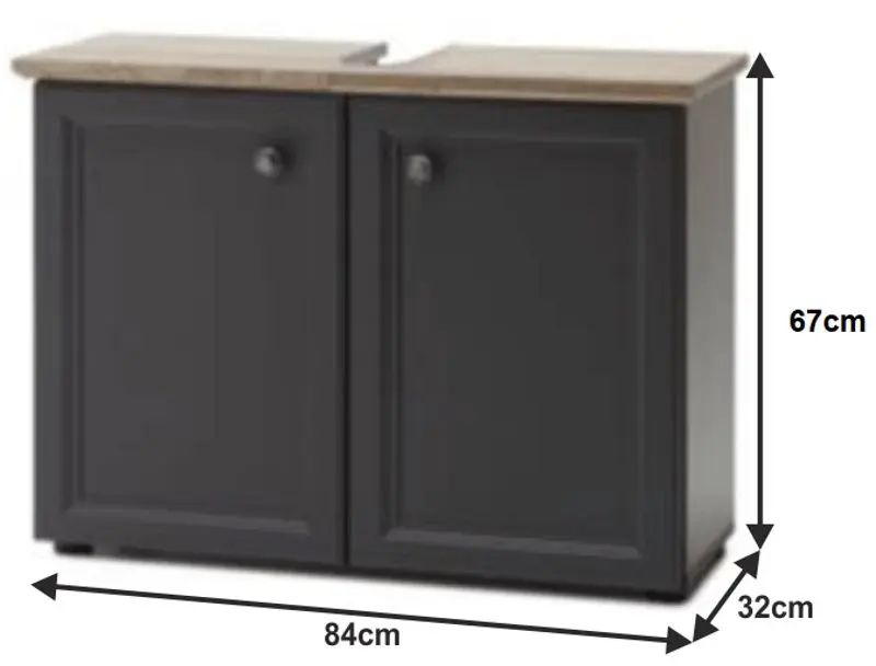 Dulap sub lavoar Tempo Kondela Toskana (Dark Gray/Grandson Oak Gold) - 2