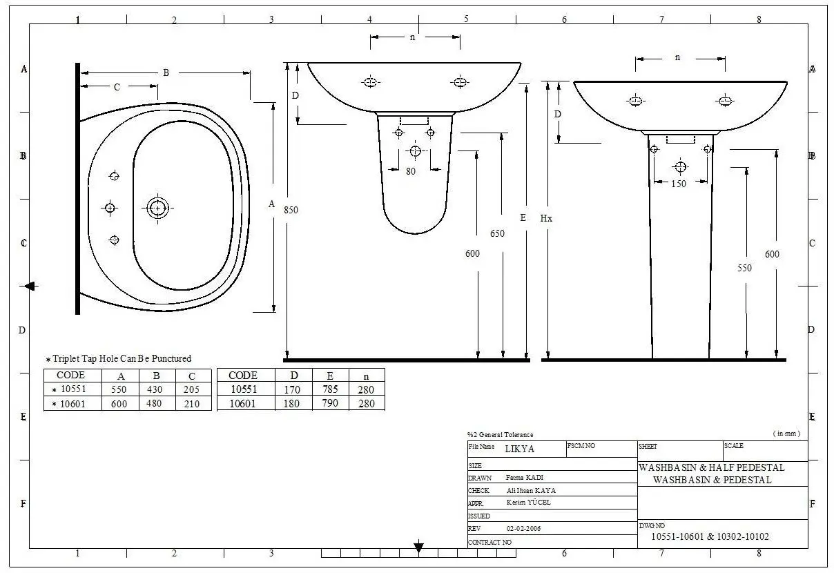 Умывальник Ege Vitrifiye Likya 55 (White)