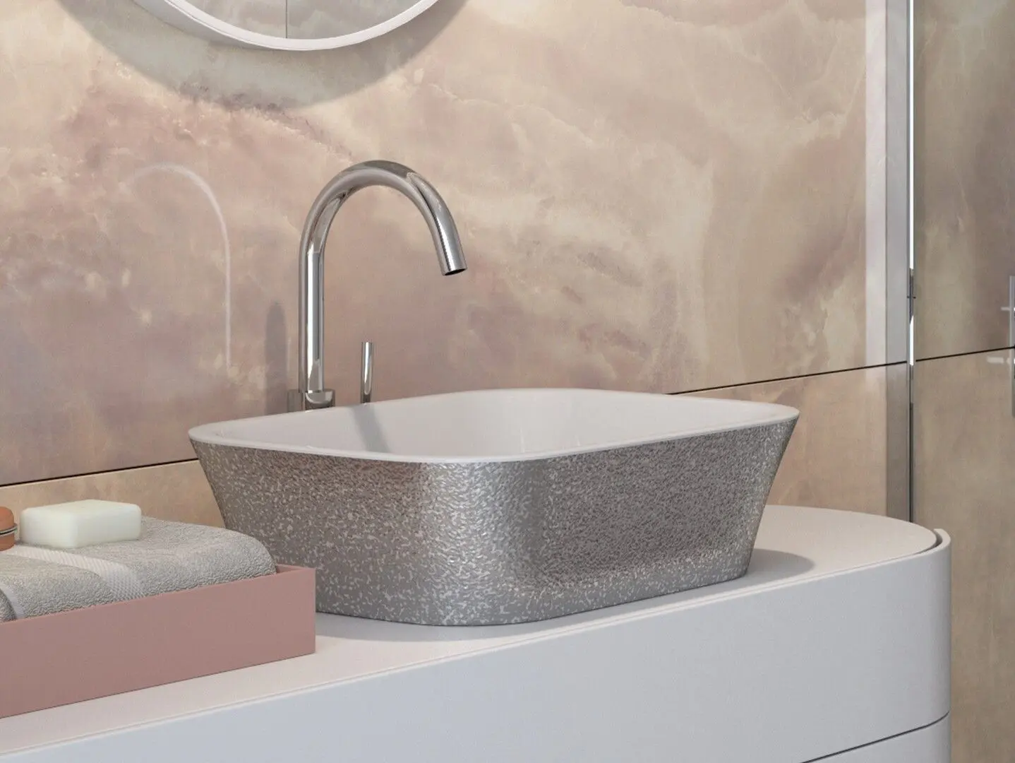 Умывальник Besco Assos Glam #UMD-A-NBZ 40x50x15 (Gold) - 3