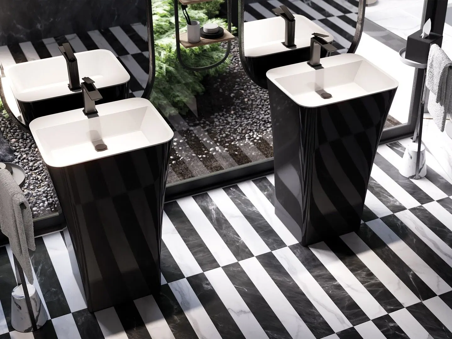 Умывальник Besco Assos S-Line B&W #UMD-AP-WOBW 40x50x85 (Black/White) - 3