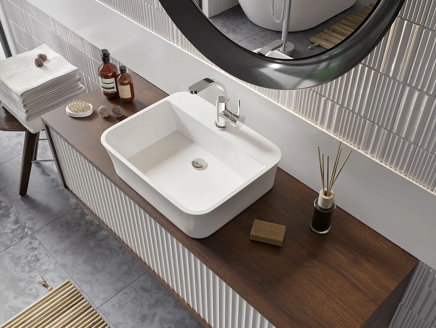 Умывальник Besco Assos S-Line #UMD-AP-NB 40x50x15 (White) - 2