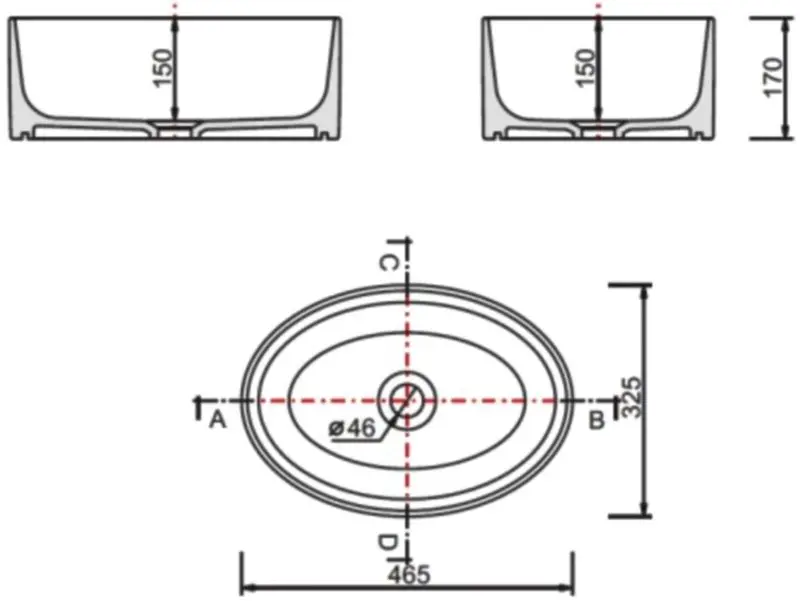 Умывальник Besco Uniqa Glam 32x46x17 (Graphite/White/White Gloss) - 3