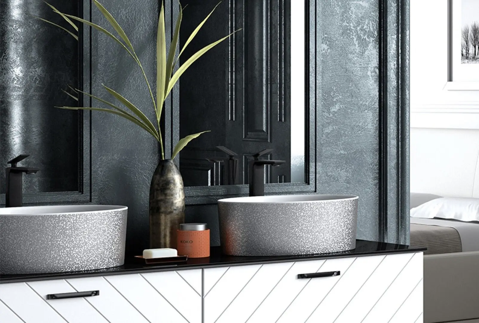 Умывальник Besco Uniqa Glam UMD-U-NGSW 32x46x17 (Silver) - 3