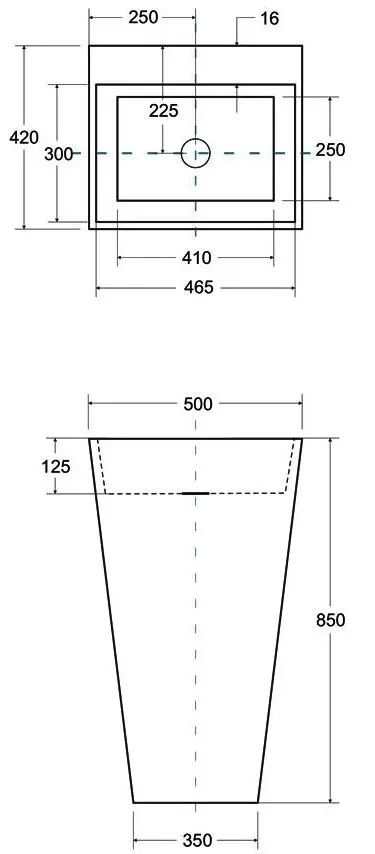 Умывальник Besco Vera Glam 40x50x85 (Graphite/White) - 3