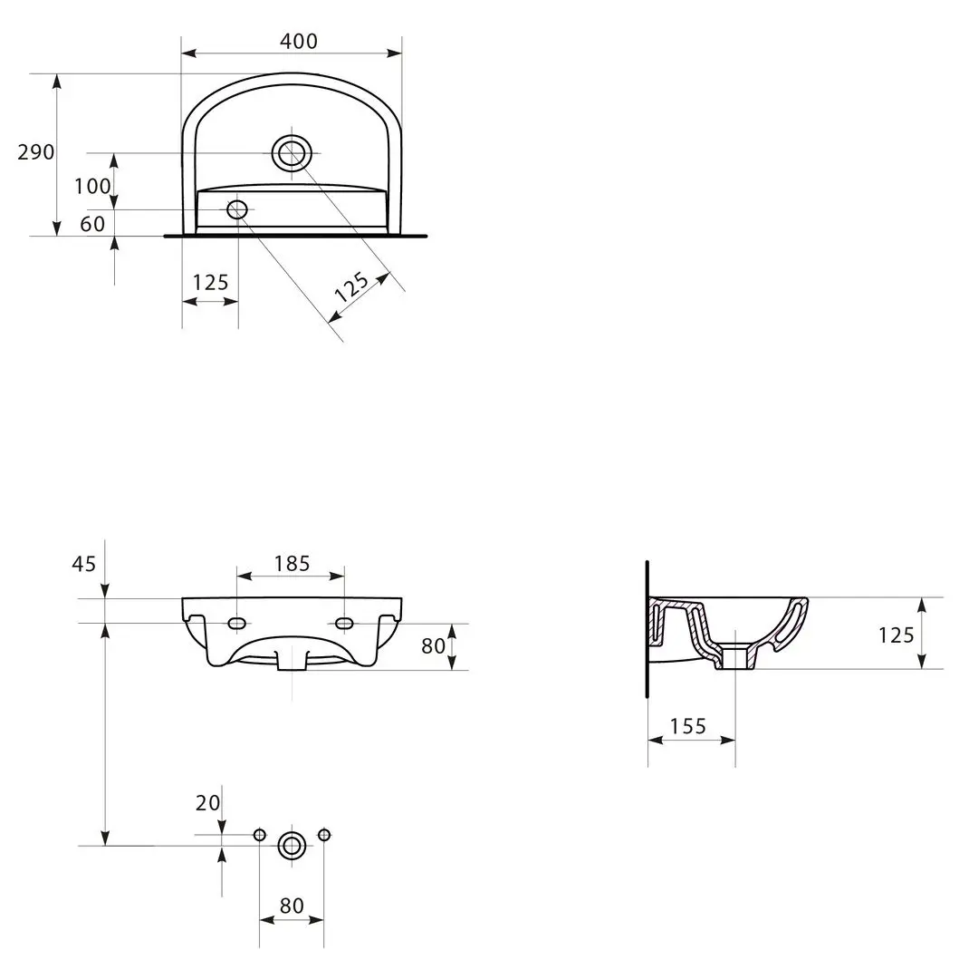 Умывальник Cersanit Arteco 40 K667-005 (White)