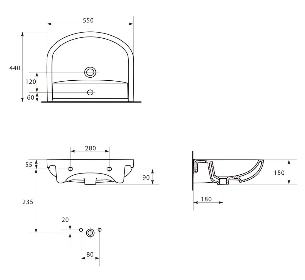 Умывальник Cersanit Arteco 55 (White)