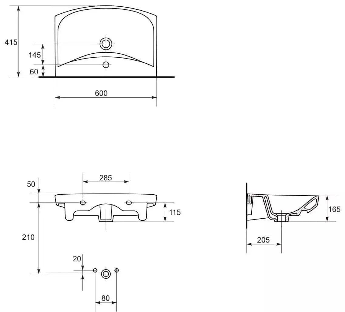 Lavoar Cersanit Carina 600x415 (White)