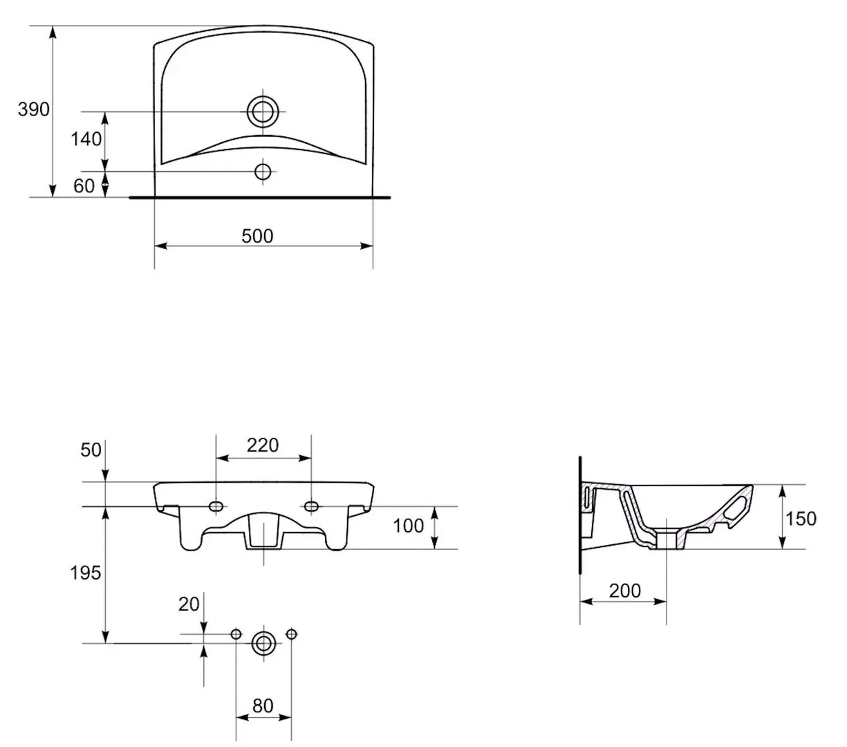 Lavoar Cersanit Carina UM-CAR50/1 50 (White)