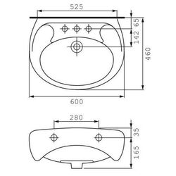 Умывальник Cersanit Еко 2000 600x460 (White) Thumb