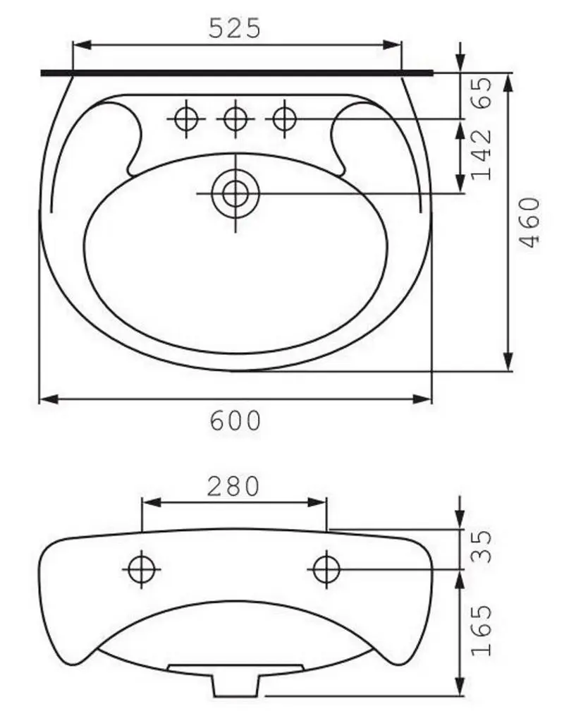 Умывальник Cersanit Еко 2000 600x460 (White)