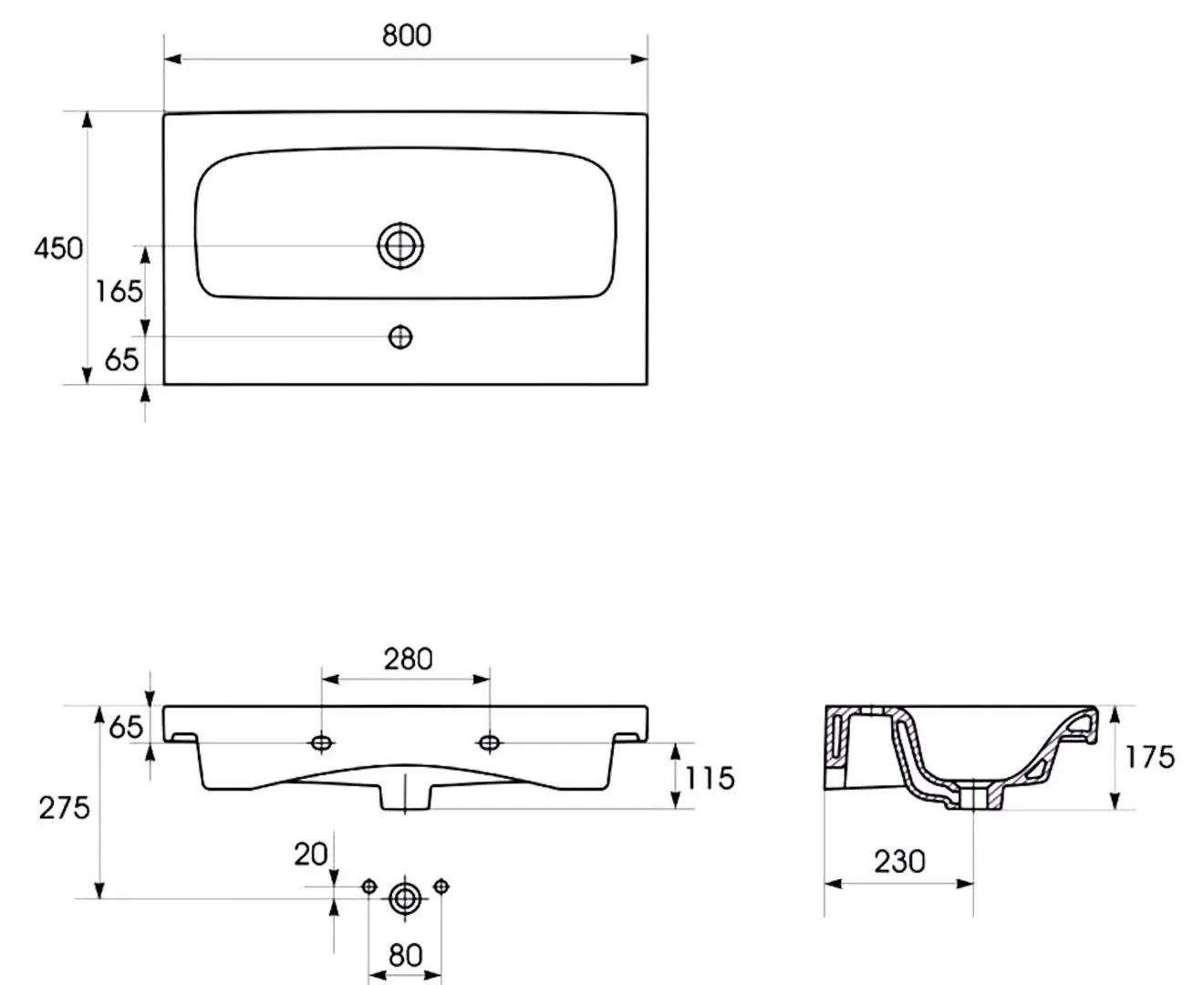 Lavoar Cersanit Moduo 80 K116-013 (White)