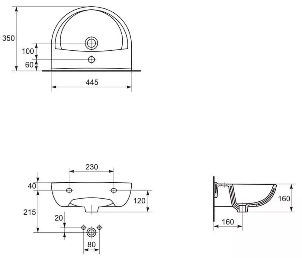 Умывальник Cersanit President 445x350 (White)