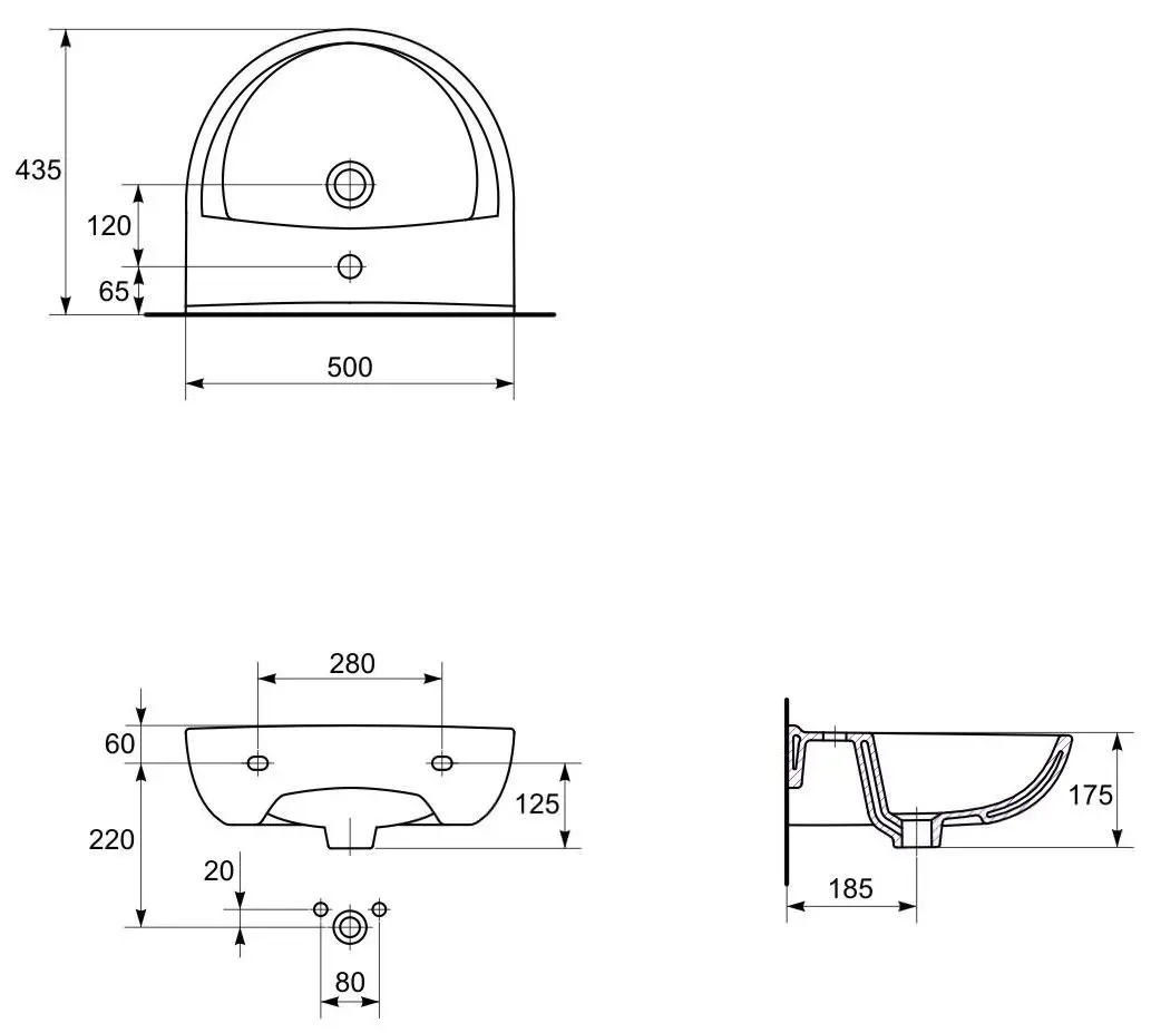 Умывальник Cersanit President 500x435 (White)