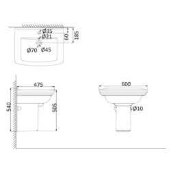 Lavoar cu piedestal Creo Ceramique Orleans OR3000+OR3010 (White) Thumb