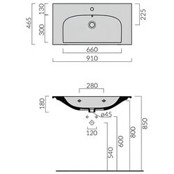 Умывальник Galassia Dream 1F 910x455 (White) Thumb