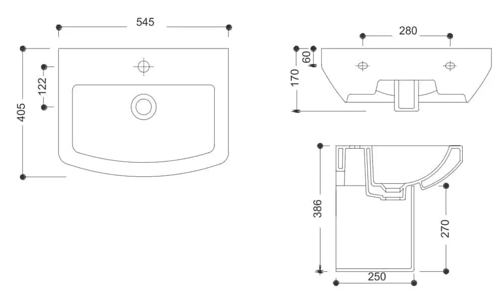 Умывальник Gural Vit Nero 545x405x170 (White) - 3