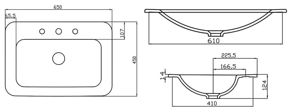 Умывальник Gural Vit Nova 650x450x124 (White) - 2