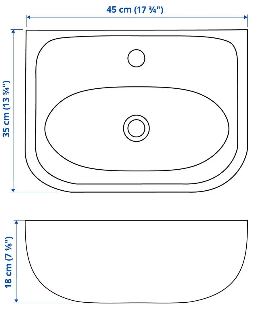 Lavoar Ikea Skatsjon cu sifon/baterie monocomanda Saljen 45x35 (Alb) - 7