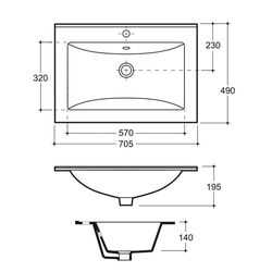 Умывальник Керамин Бергамо Нова 70 (Белый) Thumb