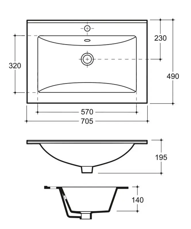 Умывальник Керамин Бергамо Нова 70 (Белый) - 3