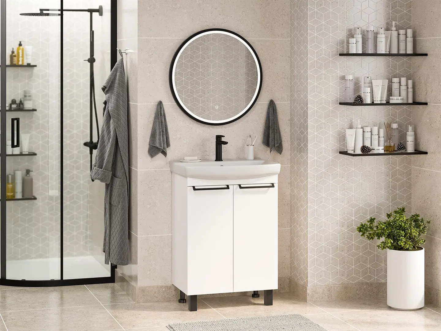 Умывальник Керамин Клермонт 60 (Белый) - 5