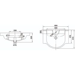 Умывальник Керамин Квадро 70 (Белый) Thumb