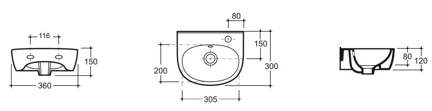 Умывальник Керамин Лаго 36 (Белый) - 4