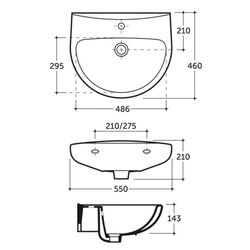 Умывальник Керамин Позитано 55 (Белый) Thumb