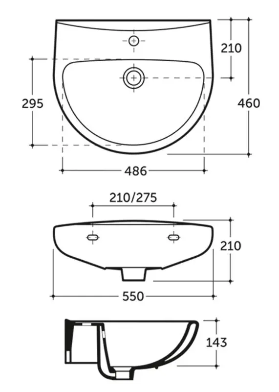 Умывальник Керамин Позитано 55 (Белый) - 6