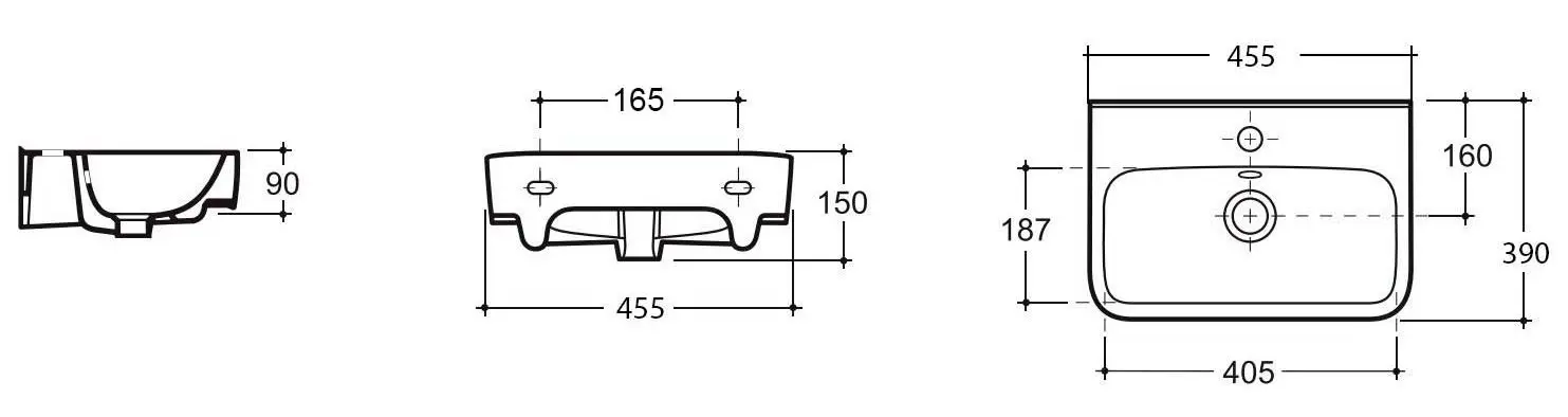 Умывальник Керамин Сквэа 45 (Белый) - 5