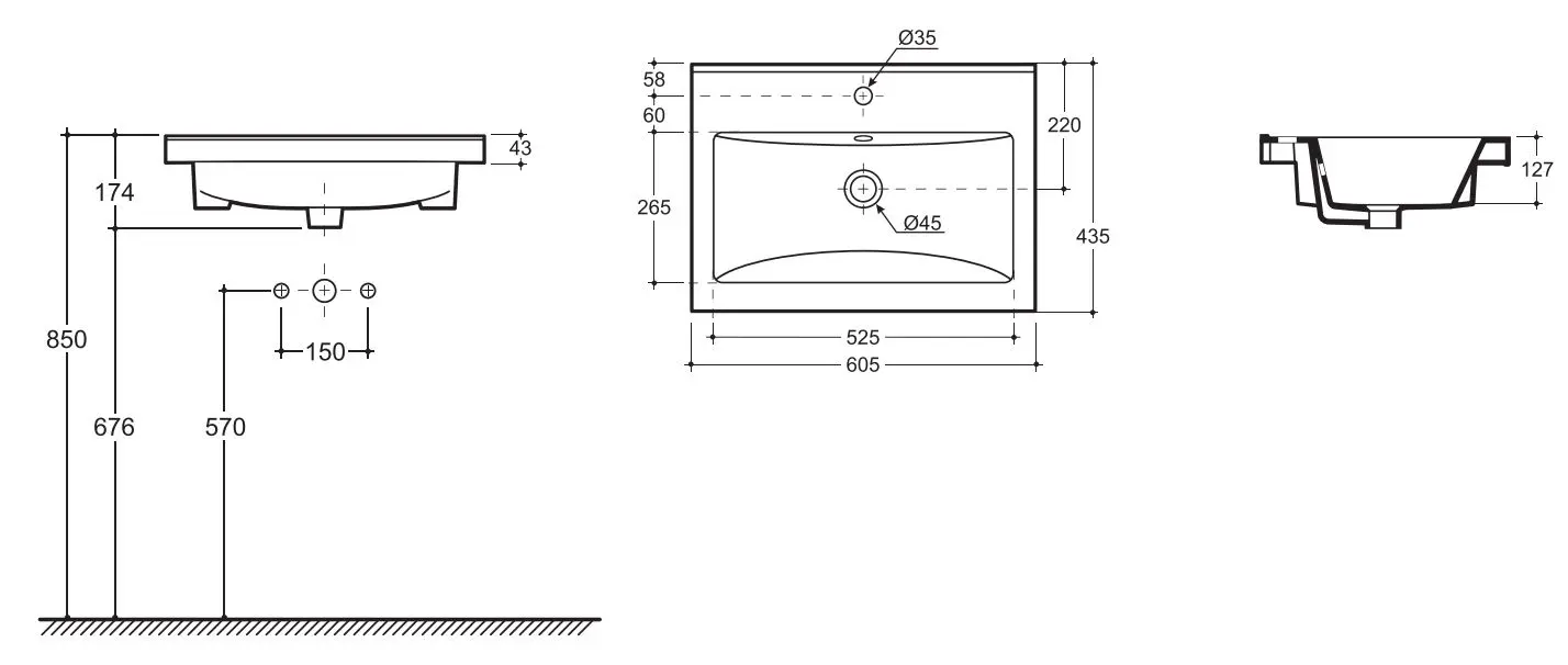 Умывальник Керамин Тобаго 60 (Белый) - 4