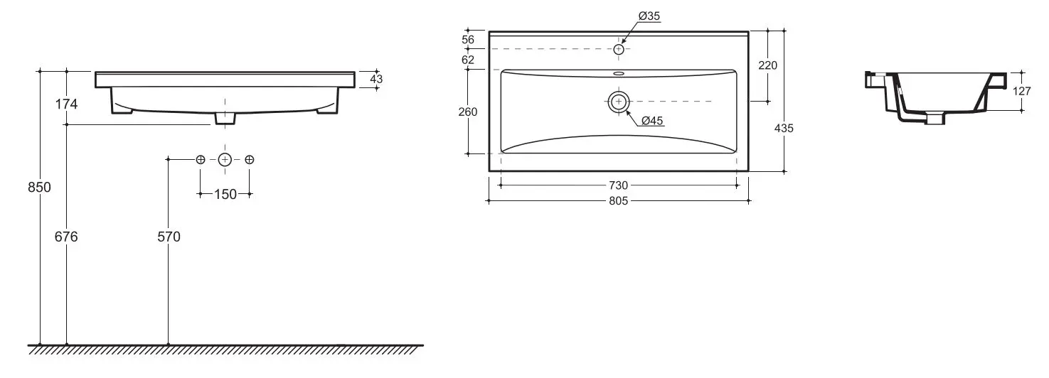 Умывальник Керамин Тобаго 80 (Белый) - 4