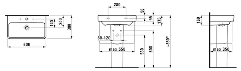 Умывальник Laufen Pro S 60x38 (White) - 3