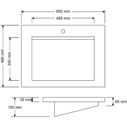 Умывальник Montebella 650х480 со смесителем Lemur Thumb